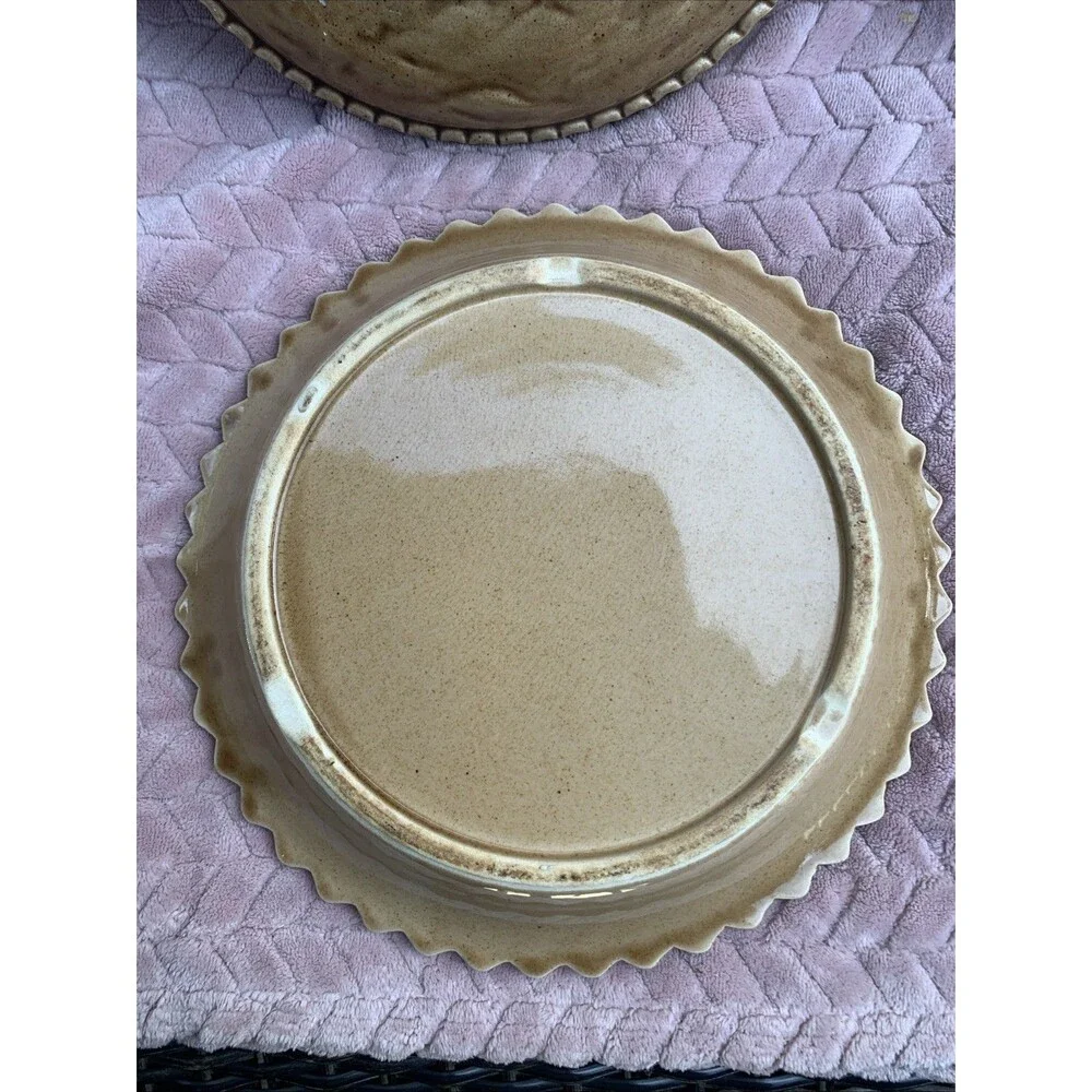 Country Apple Pie Glazed Ceramic Pie Dish w/ Lid and recipe, Japan 1980s